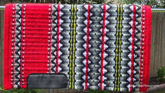 639 Oversized Saddle Blanket Red, Grey, White, Black, Pistachio