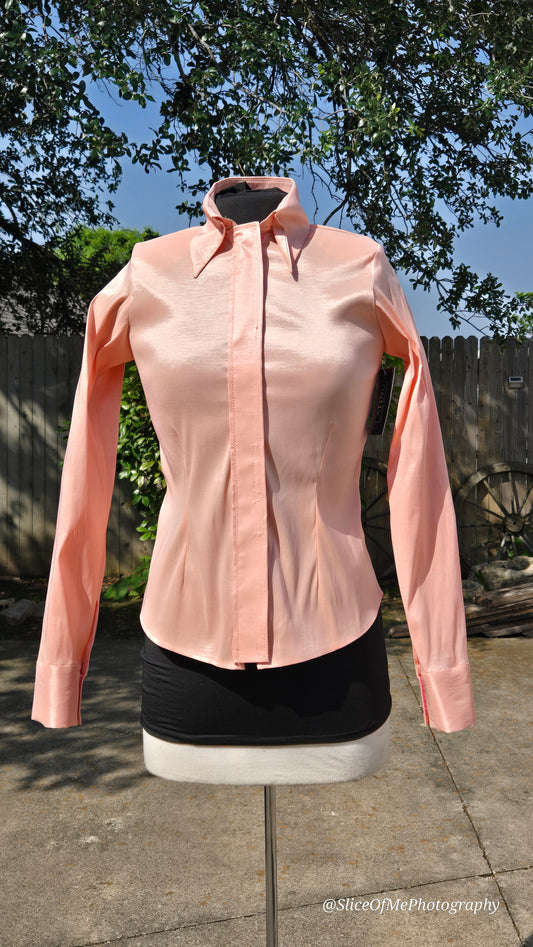 Size Small Shirt Peach stretch taffeta Hidden Zipper