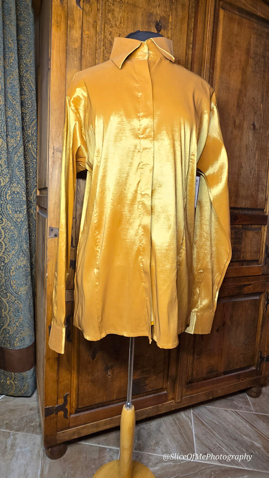 Size XXXL Gold Plain stretch taffeta