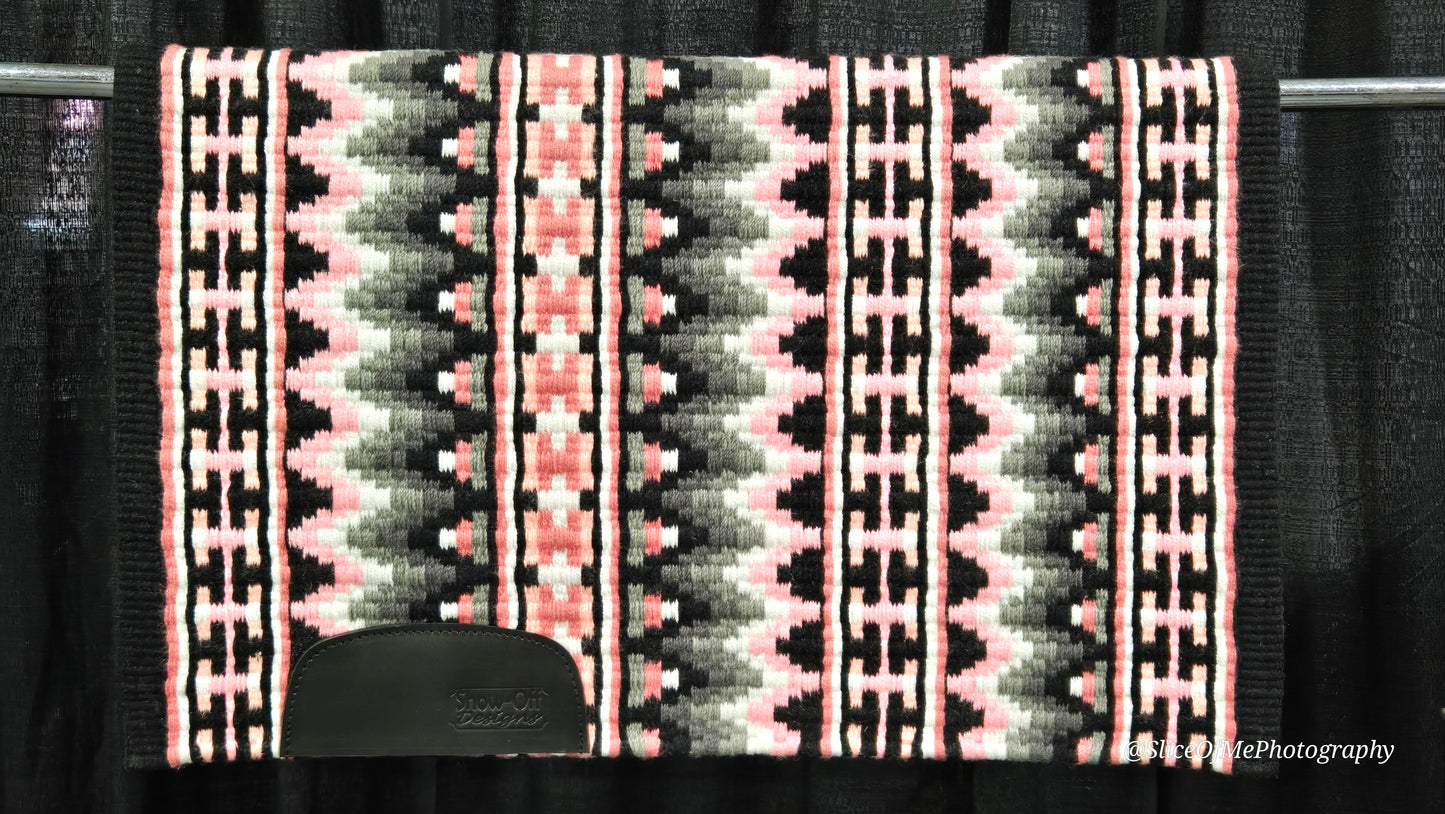 722 Oversized Saddle Blanket Black, charcoal, ash, coral, white