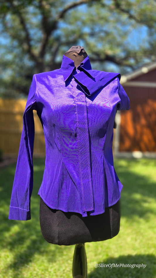 Show Purple Stretch Taffeta Plain Shirt