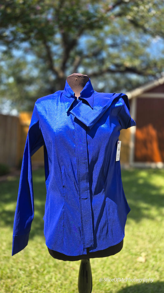 Royal Blue Stretch Taffeta Plain Shirt