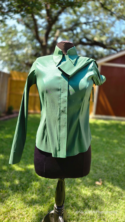 Forest Green Stretch Taffeta Plain Shirt