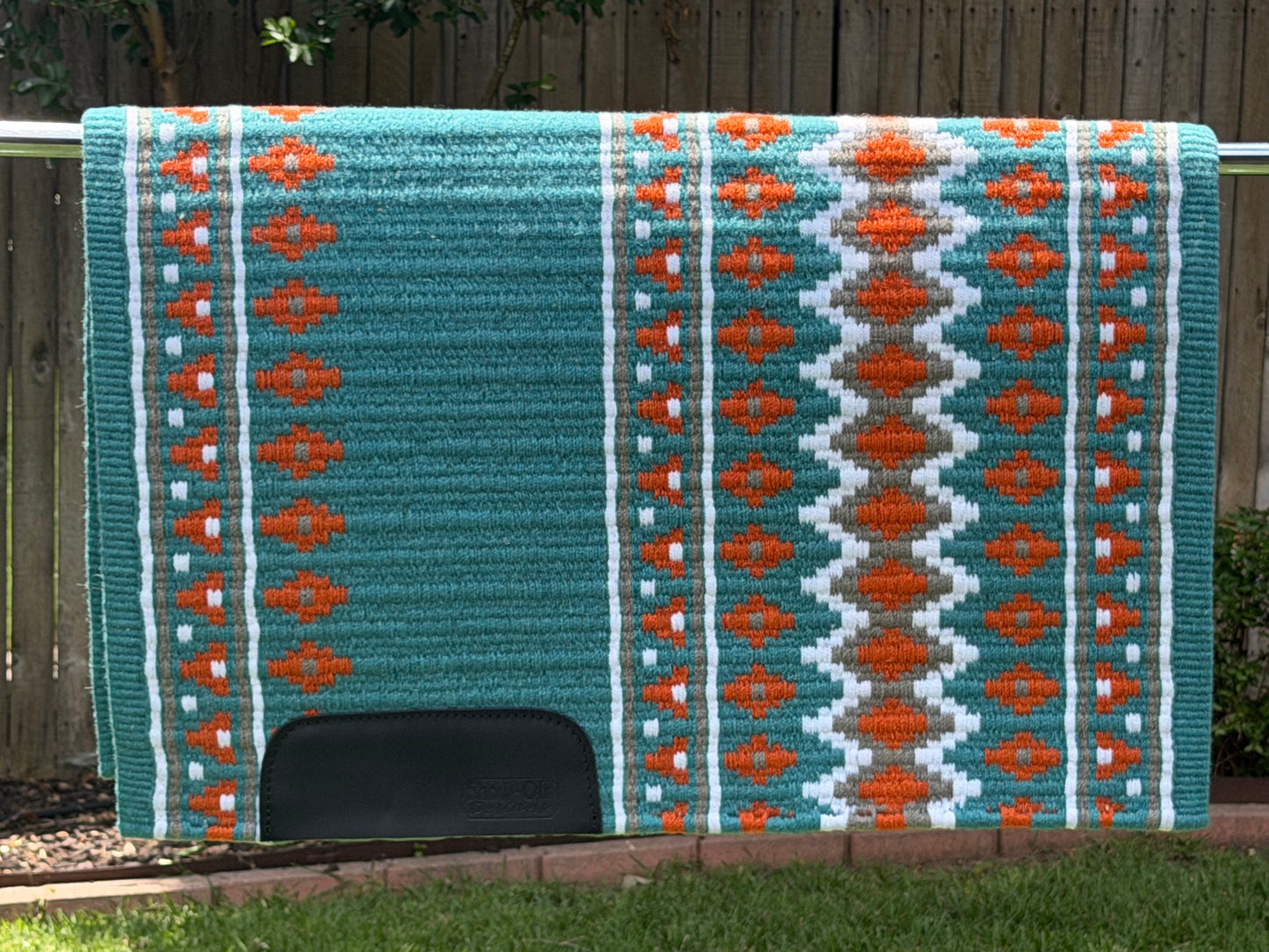 B560 Oversized Saddle Blanket Show Turquoise, White, Ash, Orange