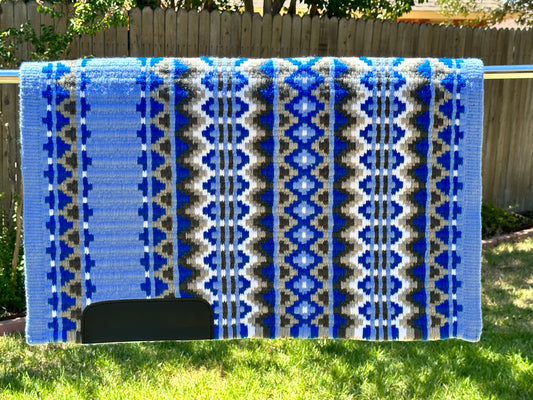 331  oversized saddle blanket light denim royal blue white charcoal ash