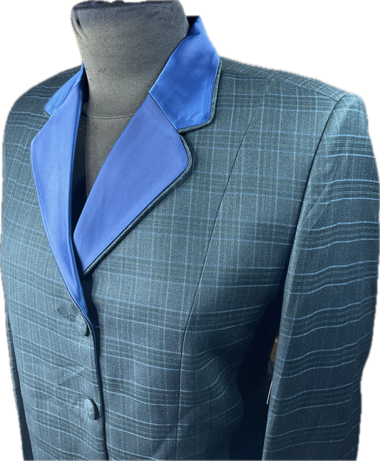 *38 Bust* Dark green plaid with navy trims