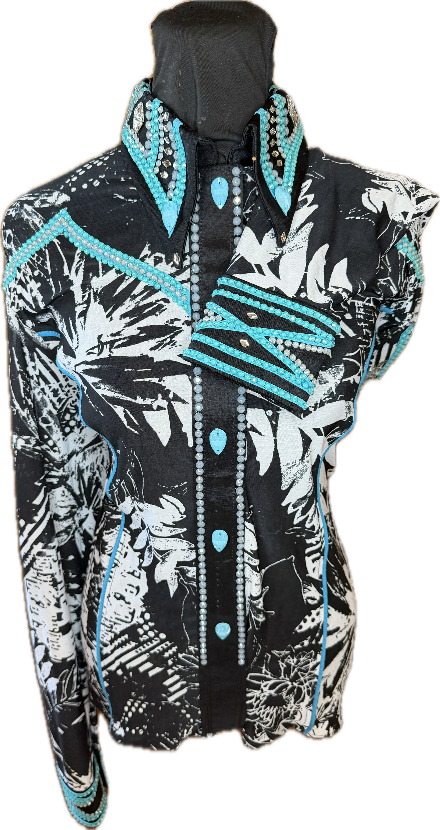 Size Extra Large Lycra Day Shirt with Reto Aqua Design