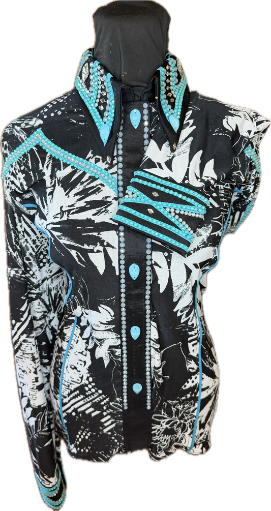 Size Extra Large Lycra Day Shirt with Reto Aqua Design