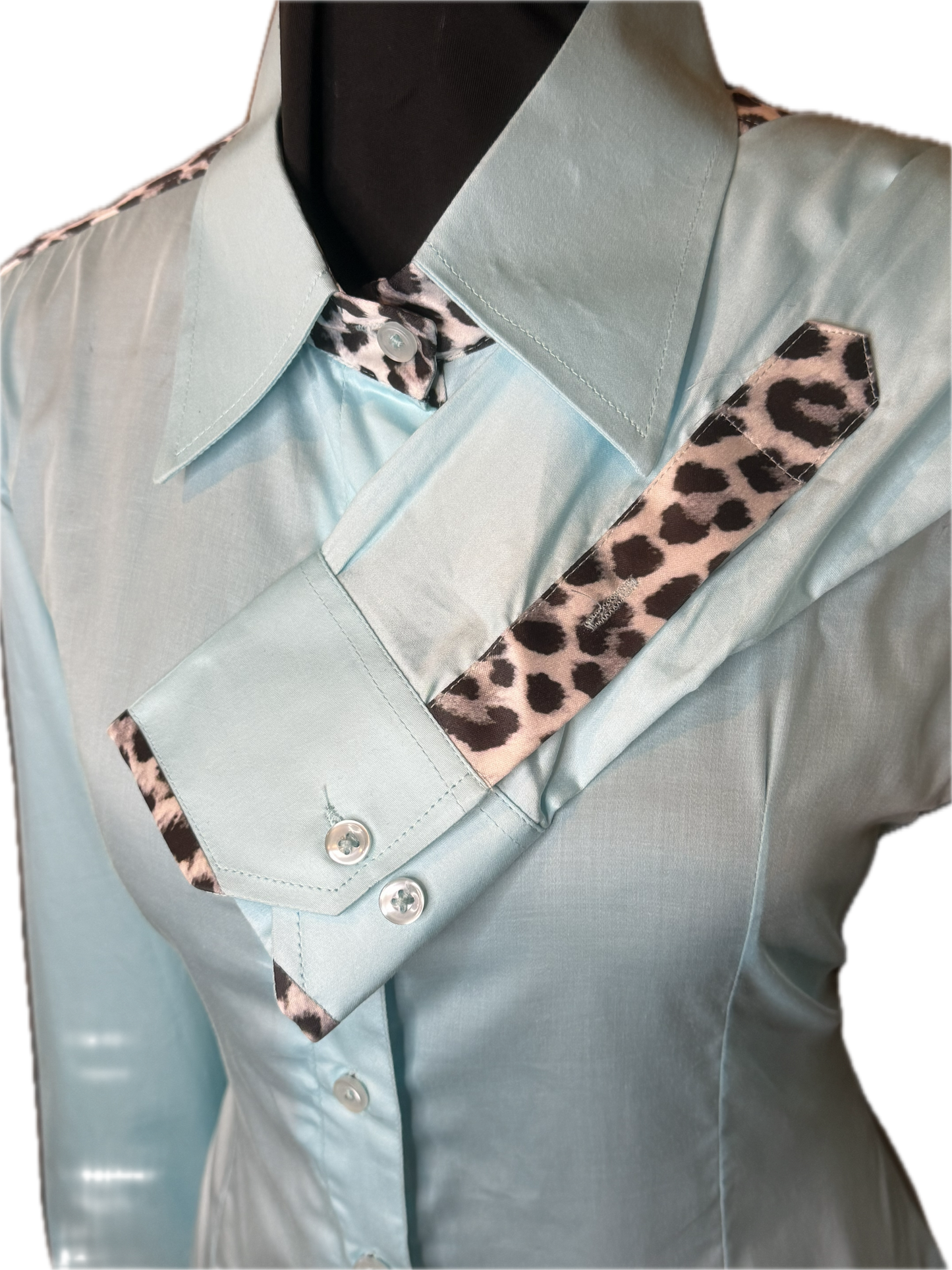 Cheetah Western Ladies Shirt Light Blue