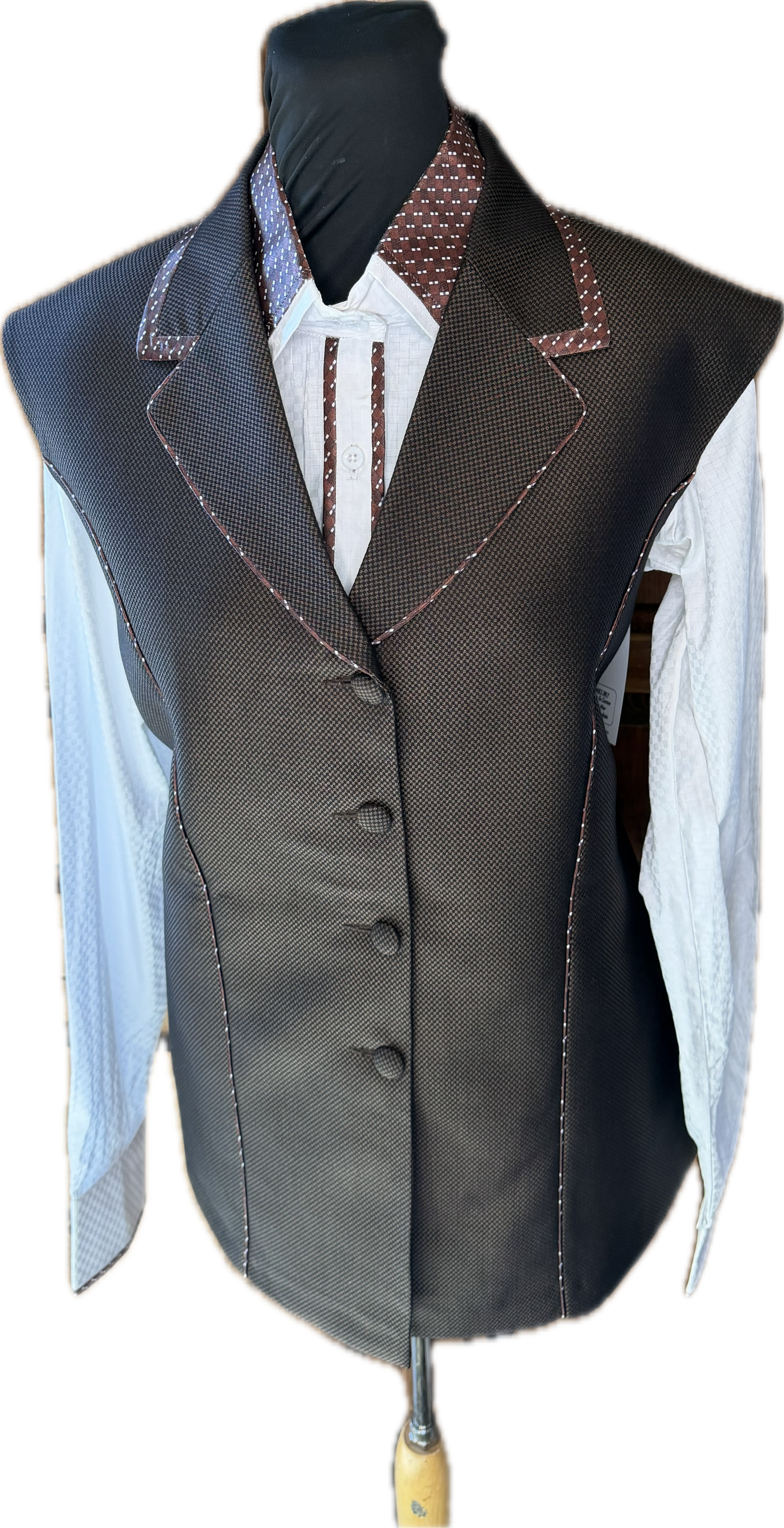 *42 Bust* Vest Set * Brown Print with Matching Shirt