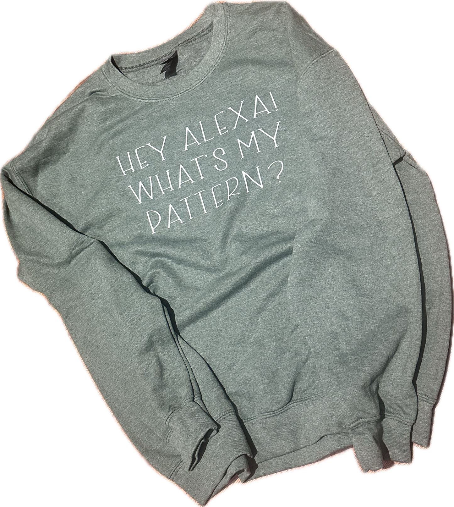 Sweatshirt "Hey Alexa" LARGE in sage green