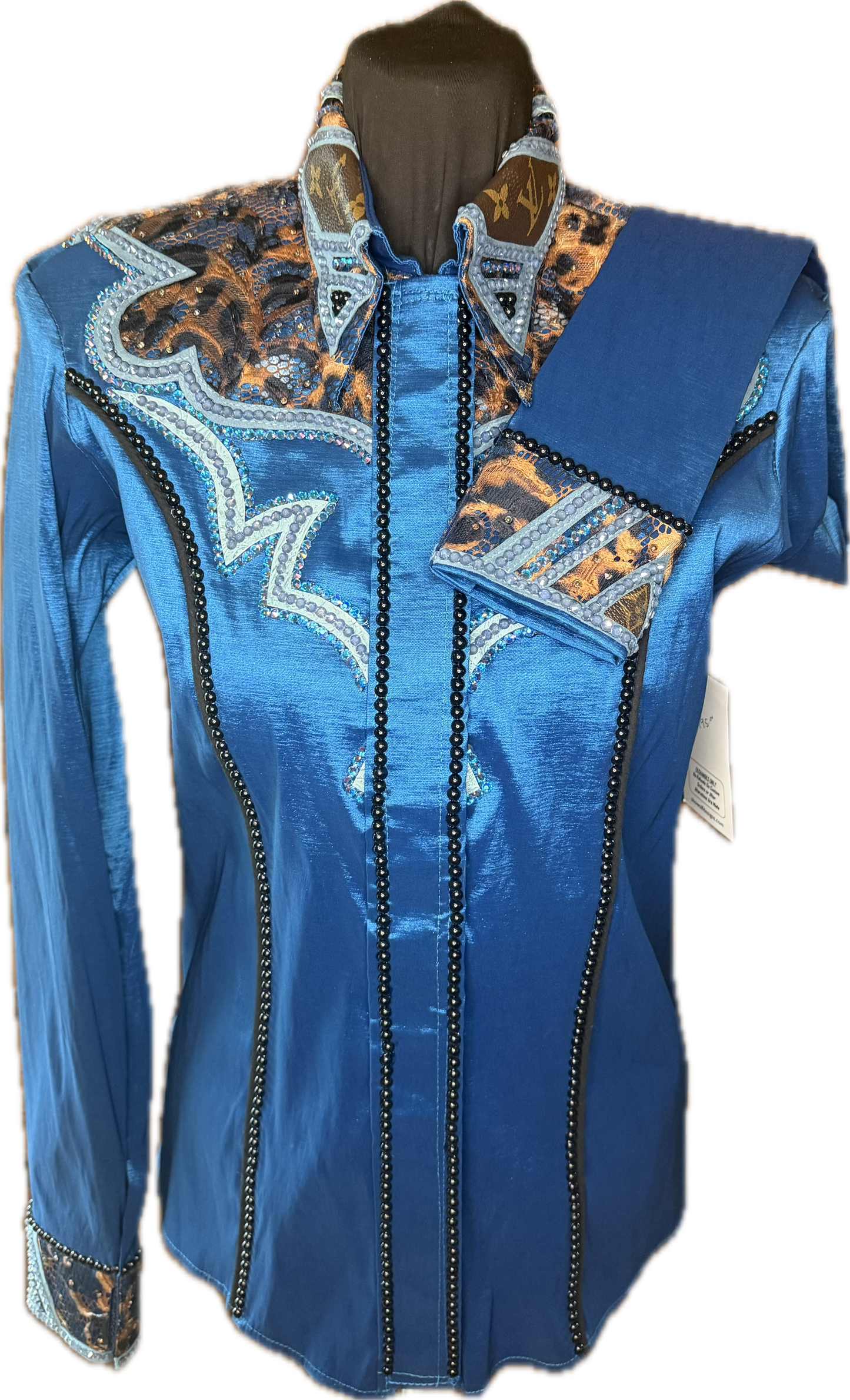 Size Small Turquoise Stretch Taffeta With Leopard and LV