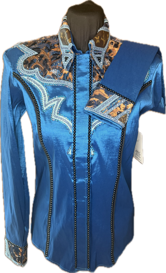 Size Small Turquoise Stretch Taffeta With Leopard and LV