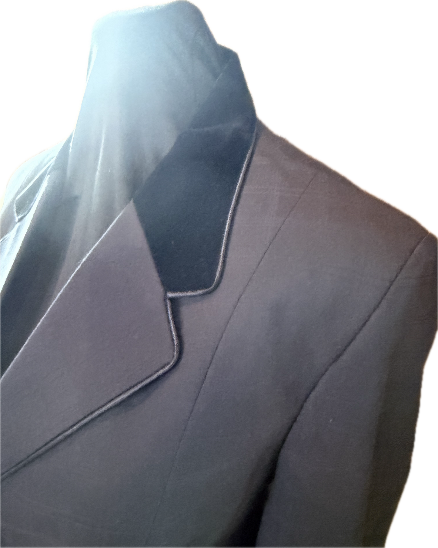 *40 Bust* Black Plaid with Black Velvet Collar Black Piping