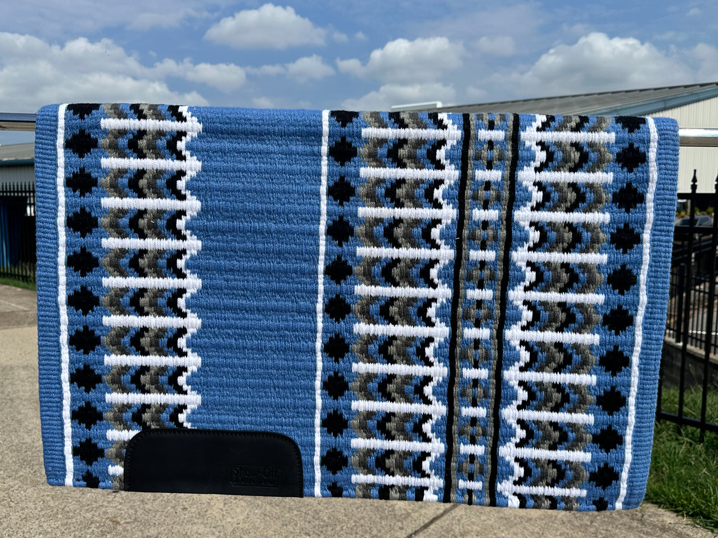 B368 Oversized Saddle Blanket Periwinkle, Black, White, Ash, Charcoal