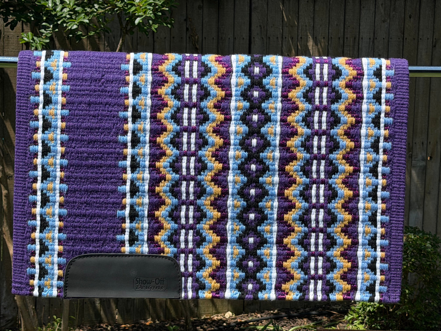 B517 Oversized Saddle Blanket Show Purple, White, Periwinkle, Indian Tan, Matte Metallic Grape Juice, Black