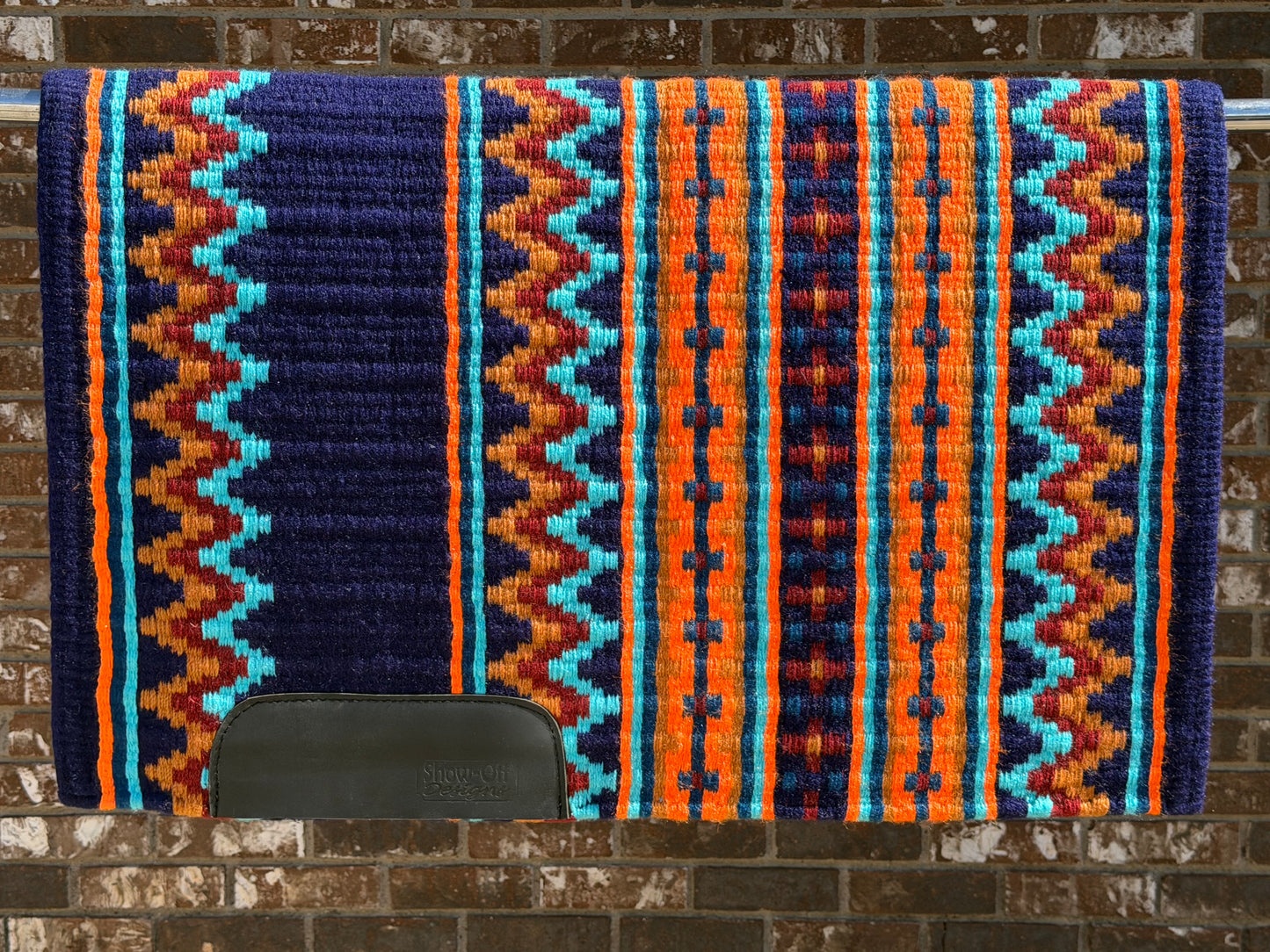 B500 Oversized Saddle Blanket Navy Blue, Orange, Turquoise, Rust, Caramel, Dark Teal