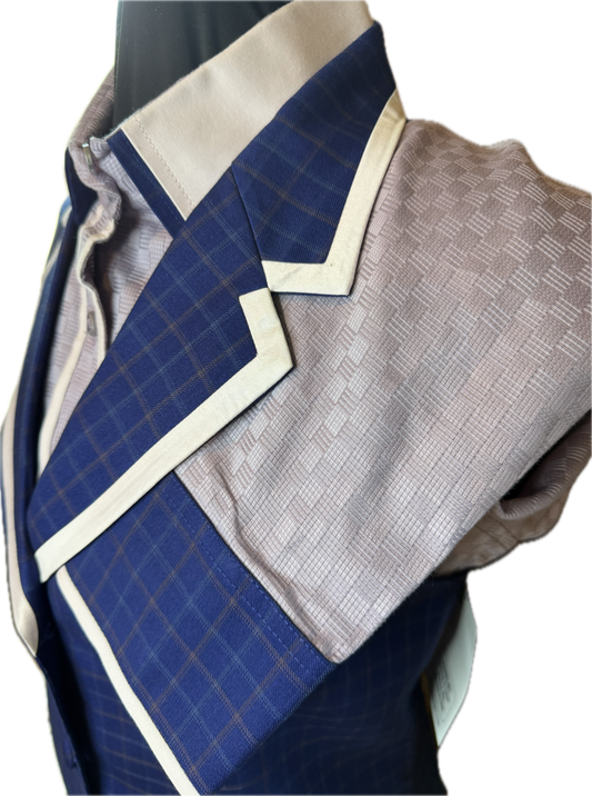 *38 Bust* Vest Set *Navy Blue Plaid and Ice Levander Shirt Set