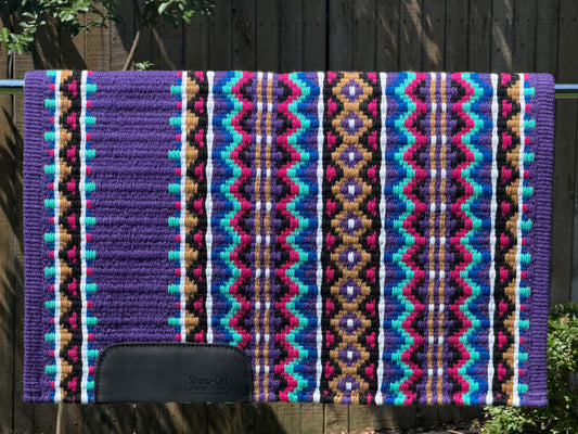 B524 Oversized Saddle Blanket Show Purple, Mint Green, White, Royal Blue, Raspberry, Indian Tan