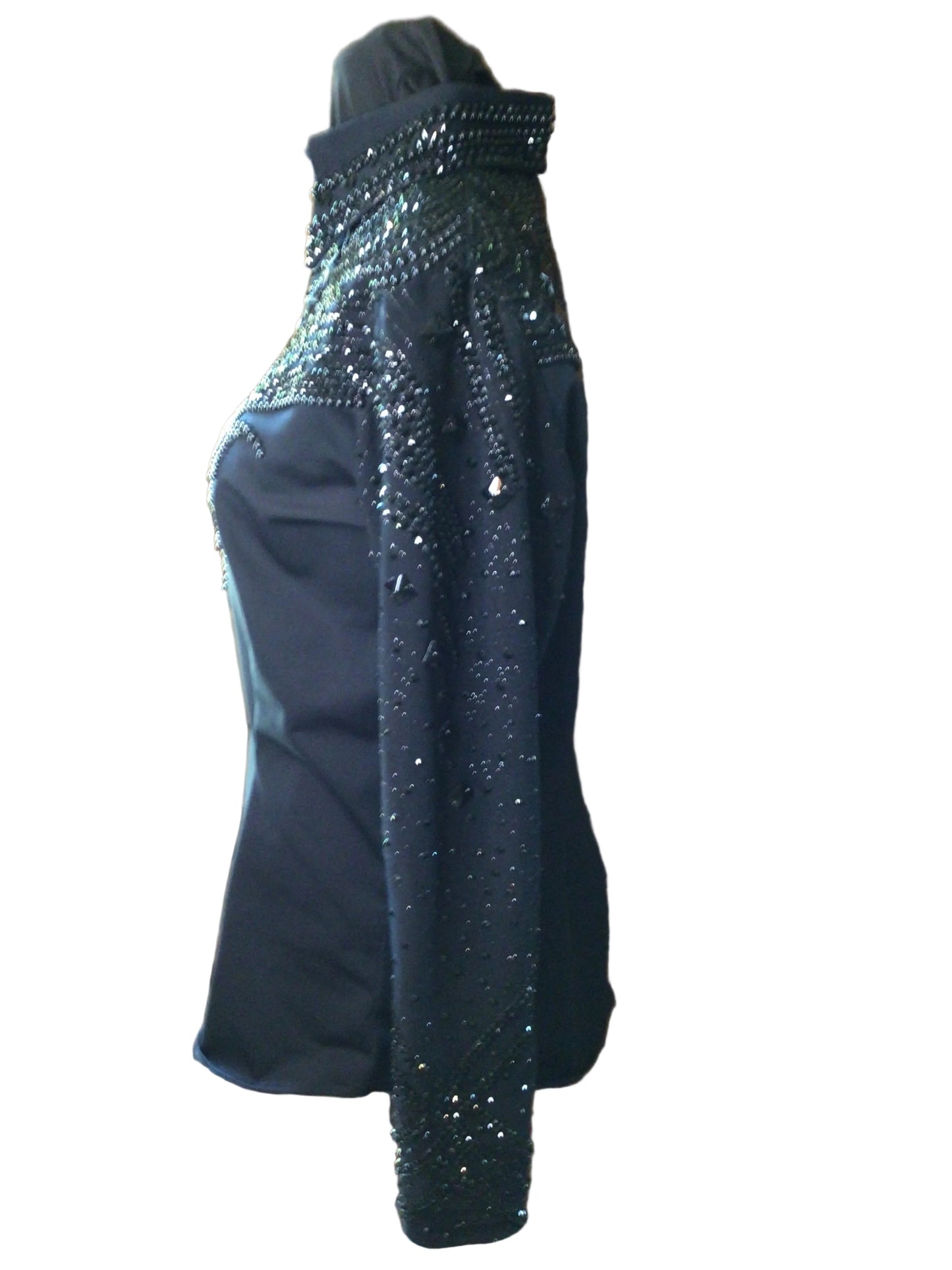 Large Black Stretch Horsemanship. Back Zip Tone on Tone Design