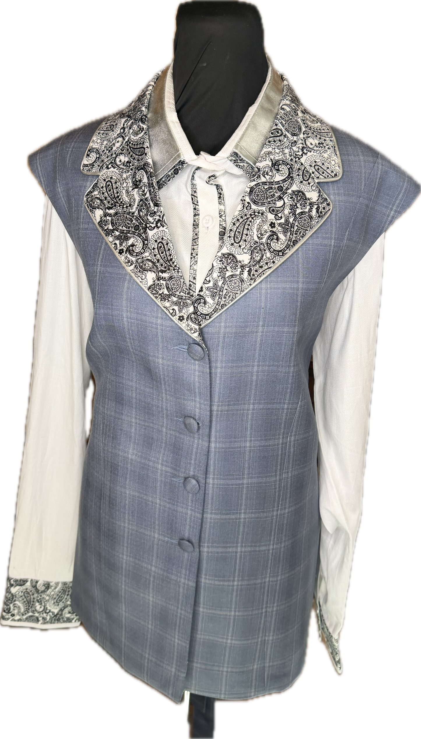 *48 Bust* Vest * Grey plaid vest with hidden zipper and matching belt. Matching shirt is included.