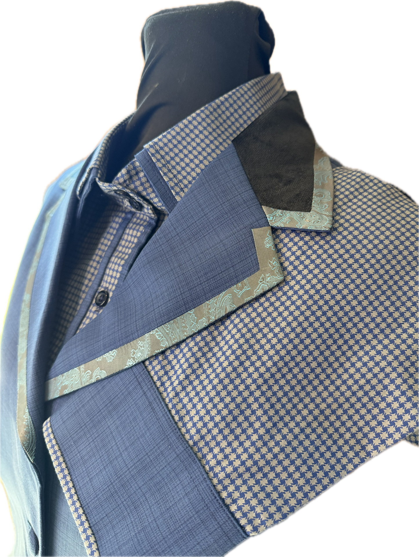 *46 Bust* Vest Set *Navy Blue Plaid with Matching Shirt