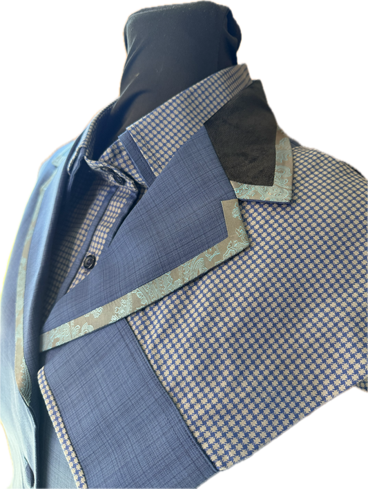 *46 Bust* Vest Set *Navy Blue Plaid with Matching Shirt