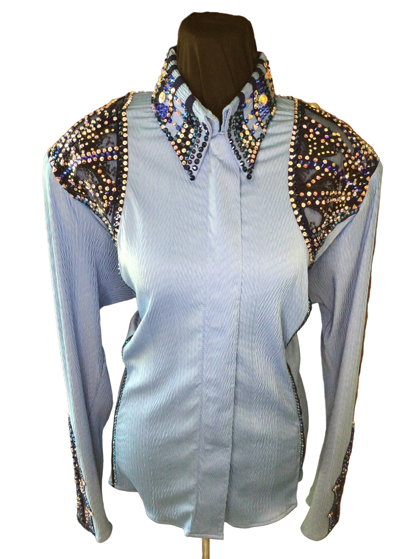 XXL Sky Blue Textured Lycra with Navy Accents