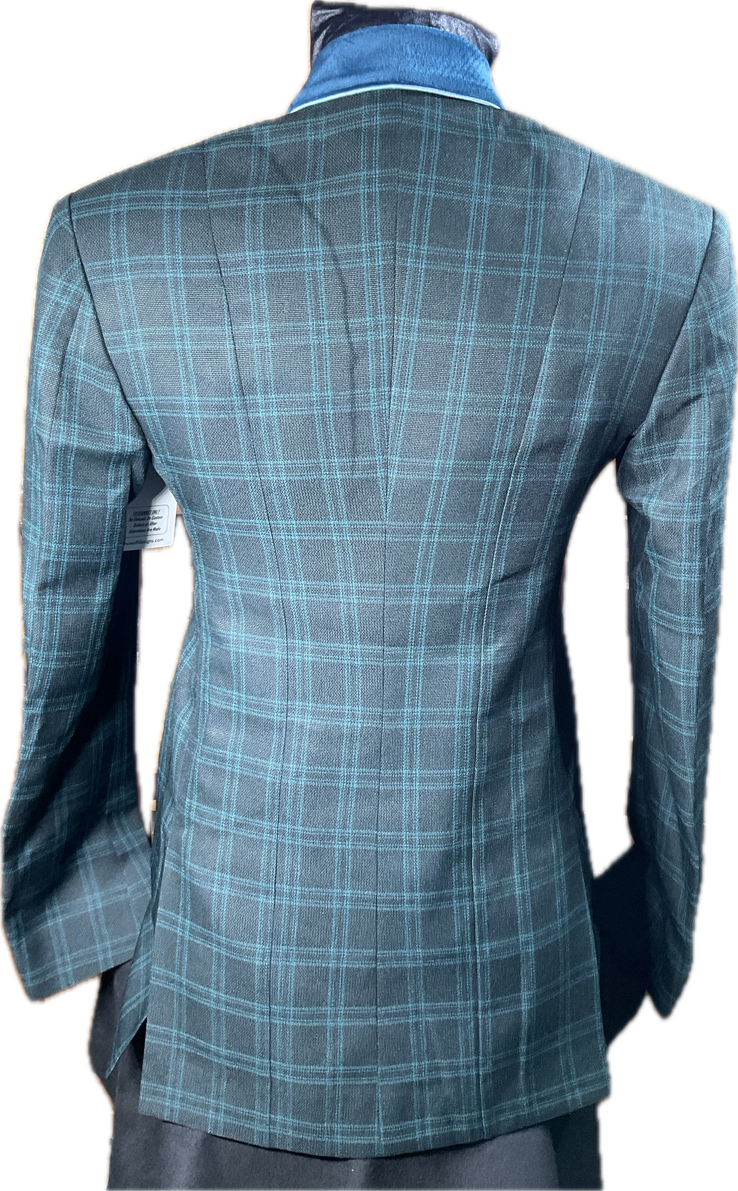 *33 Bust* Hunter green plaid with pale blue trims. Hidden zipper behind the buttons.