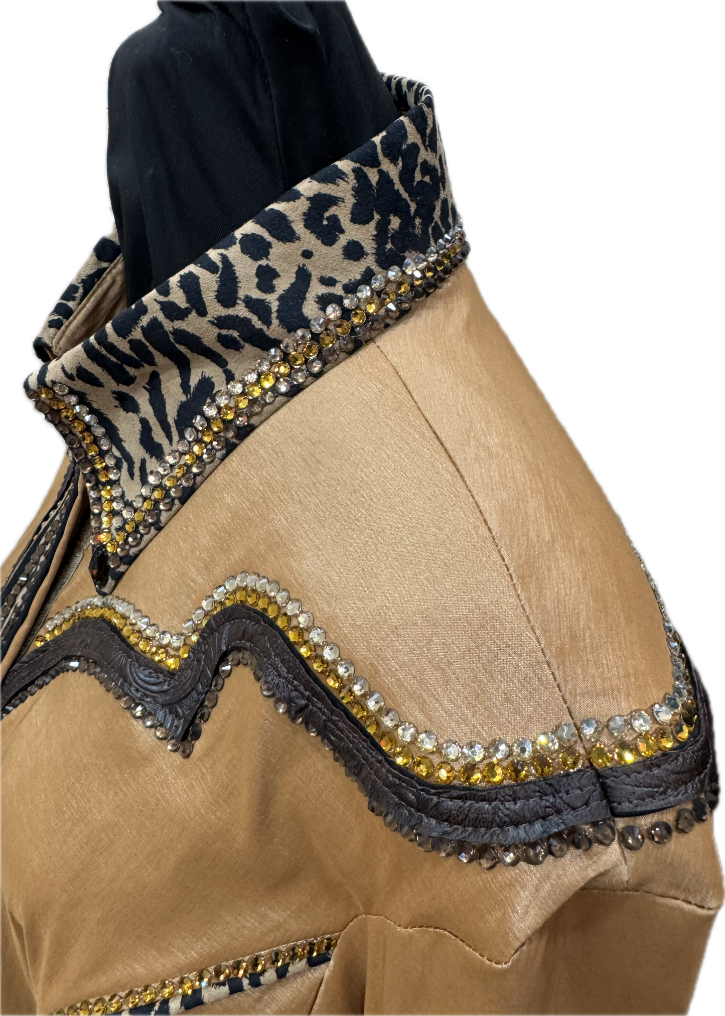 Size Large Gold Stretch Taffeta with Leppard Accents