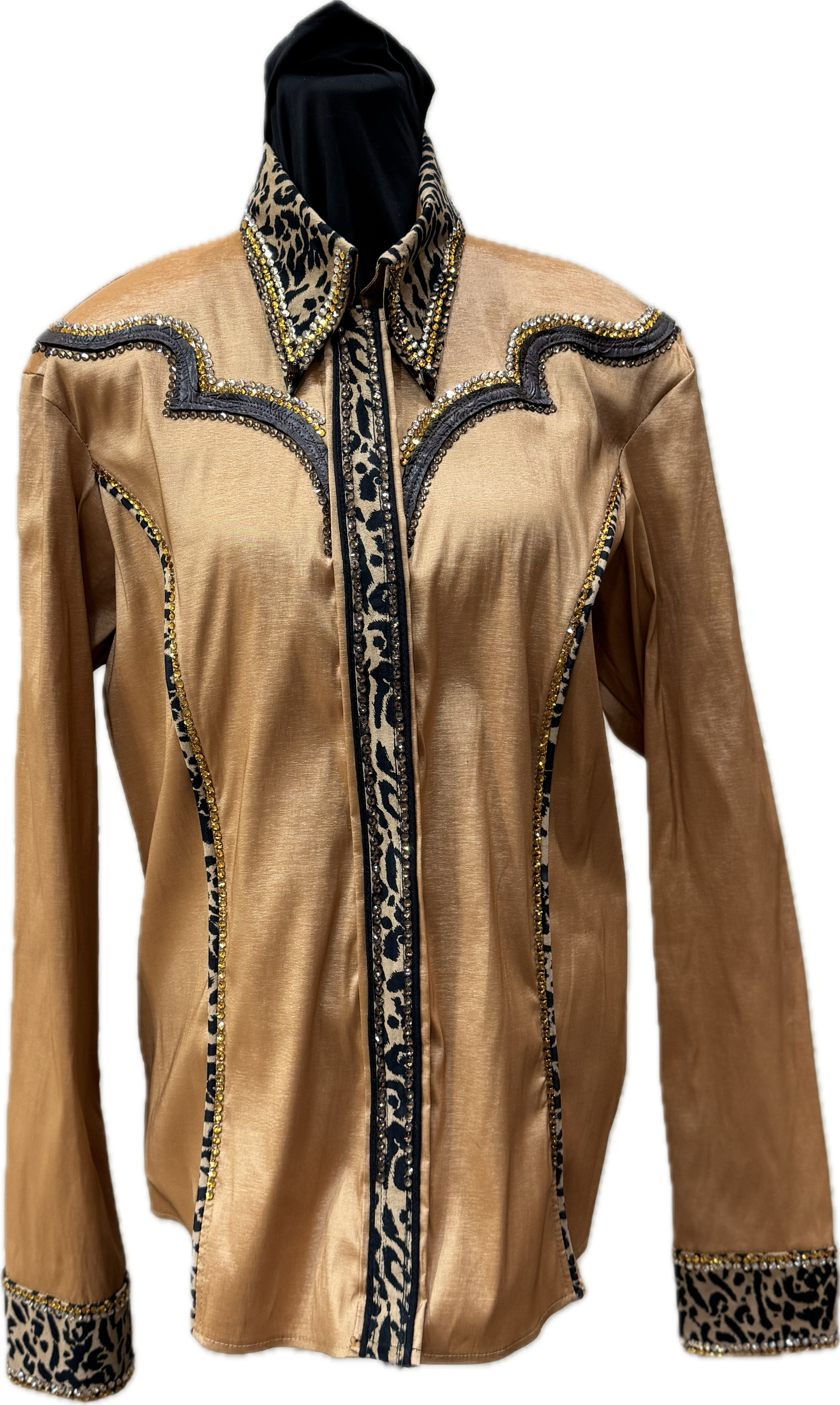 Size Large Gold Stretch Taffeta with Leppard Accents