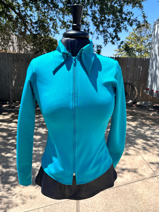 ADULT Plain Zip Up Shirt Teal