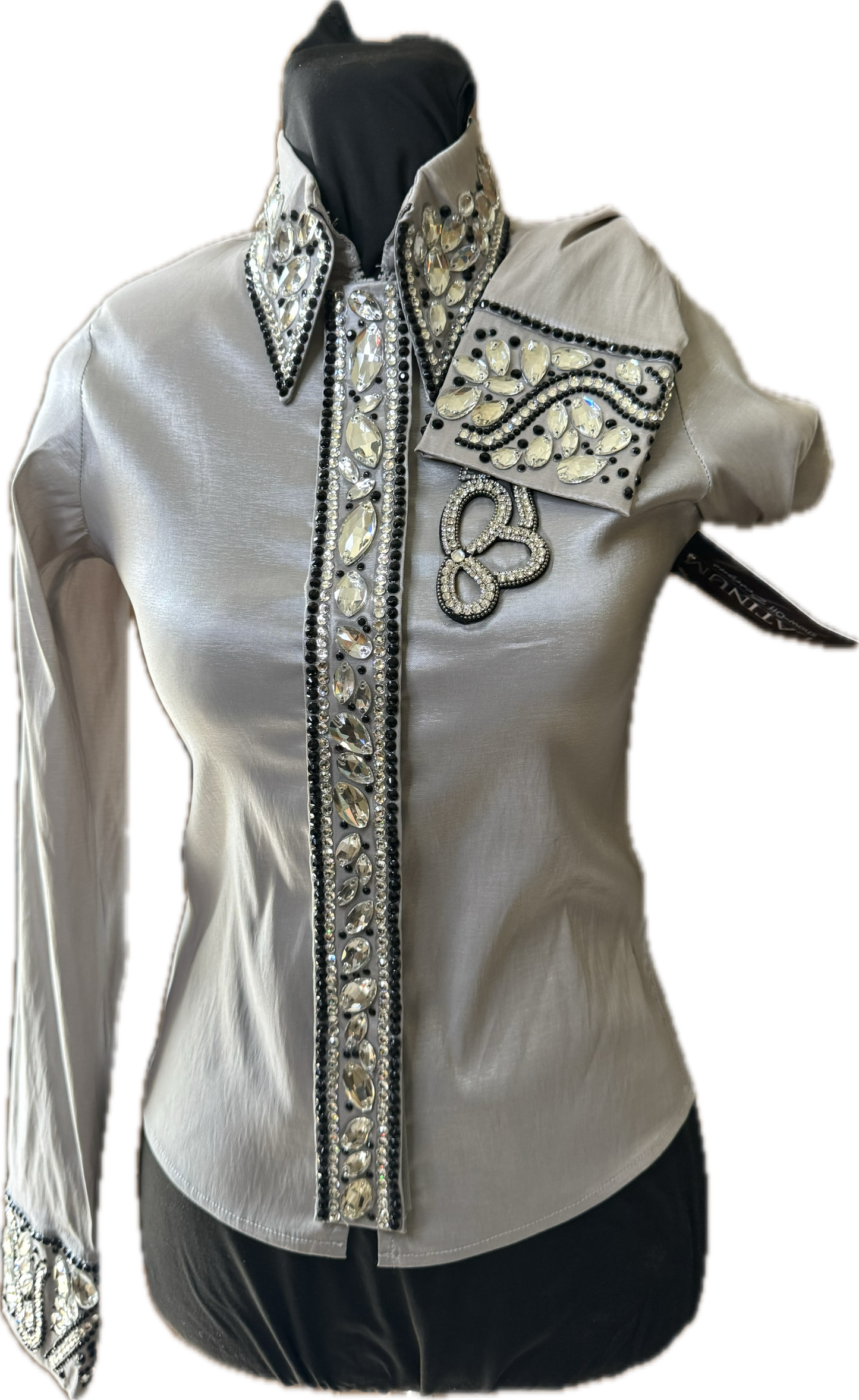 Extra Small Vest Set black and grey with matching day shirt. vest has detachable fringe