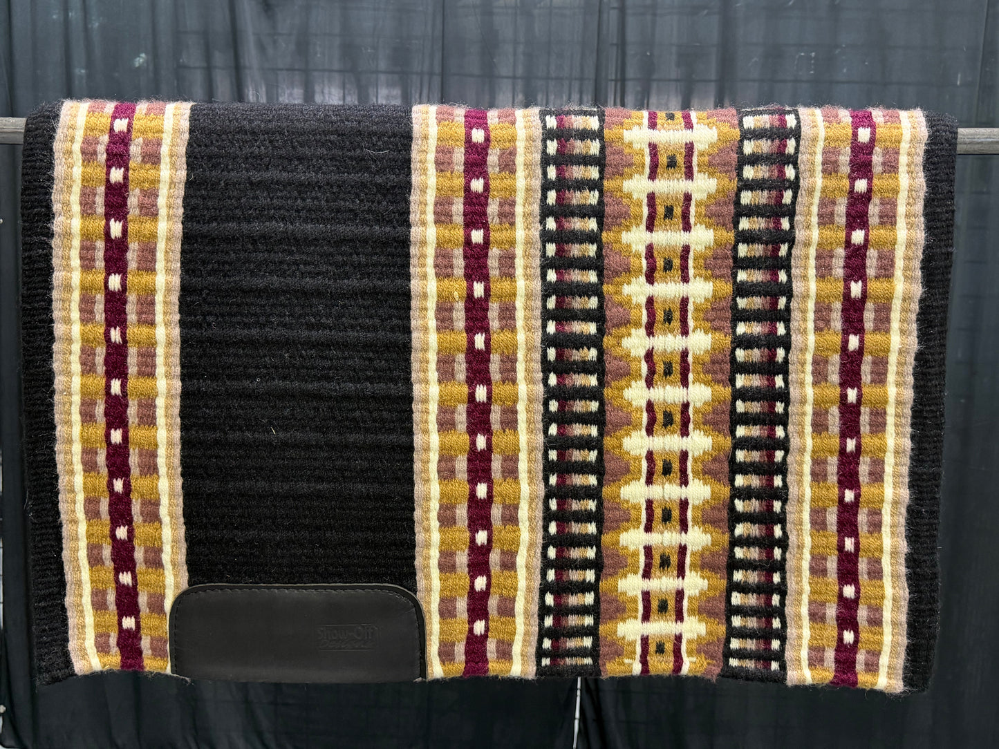 B582 Oversized Saddle Blanket Show Black, Gold, Burgundy, Cream, Light Brown, Ivory