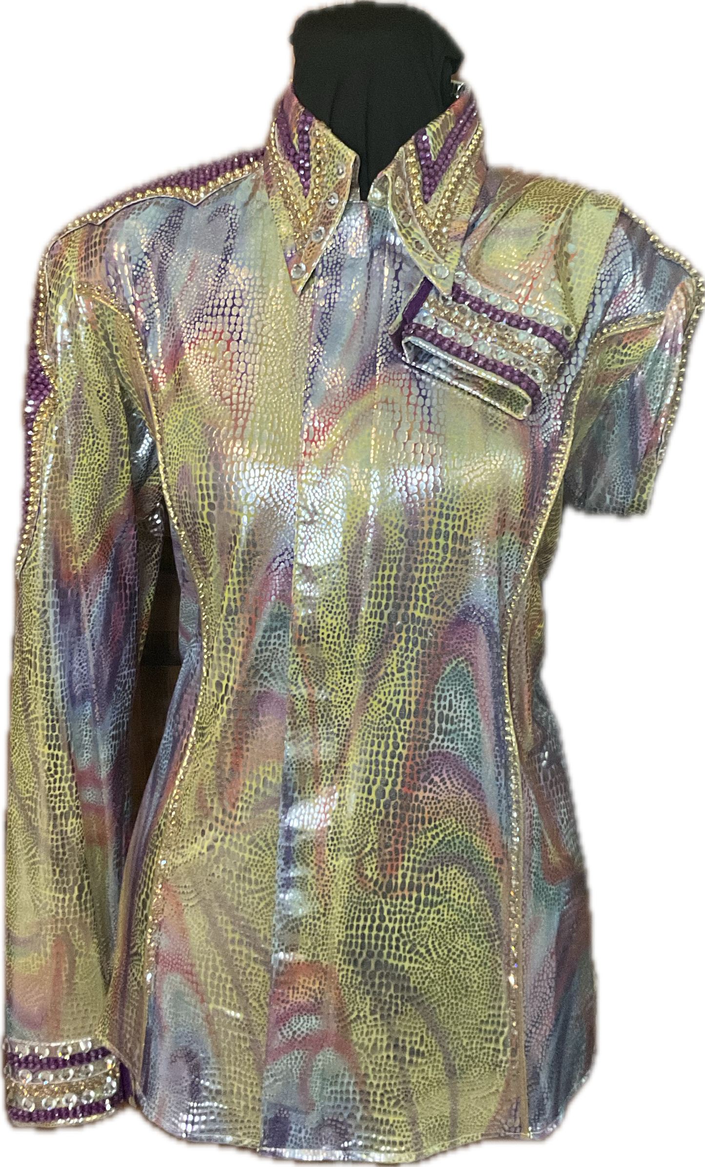 Size Large Multicolor Day Shirt with Purple and Gold Details