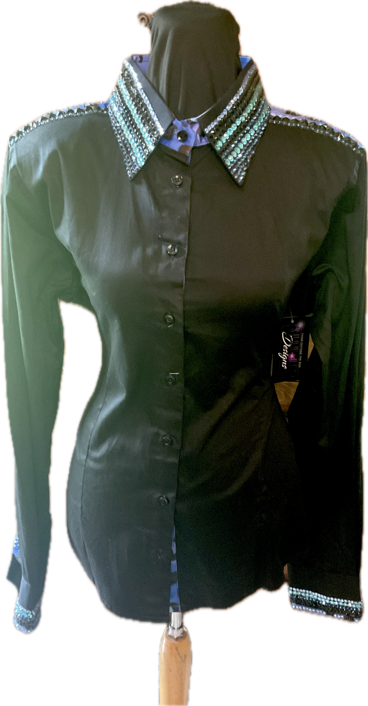 Large Black Cotton Day Shirt Purple and Black Leopard Print