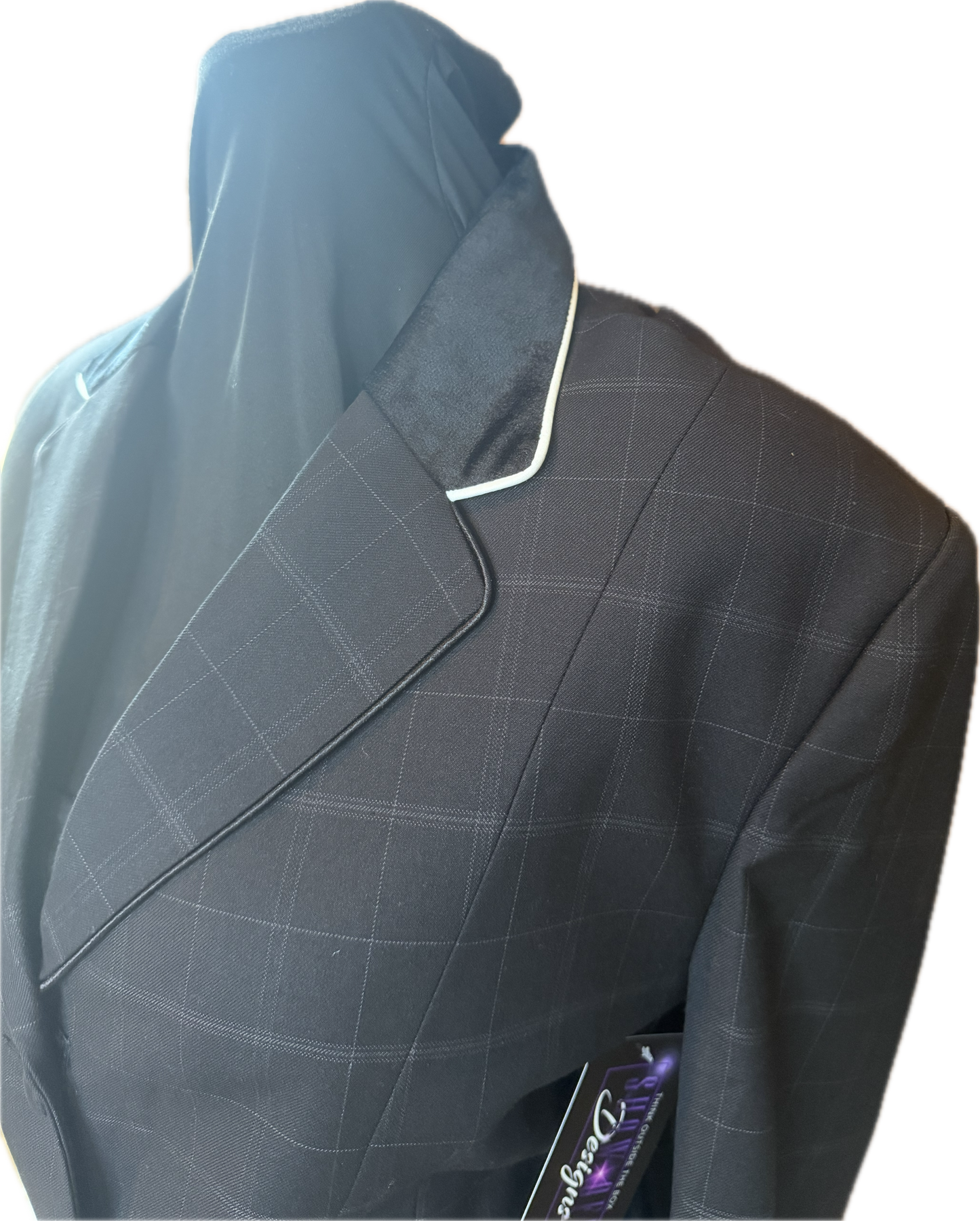 *42 Bust* Black Plaid with White Piping