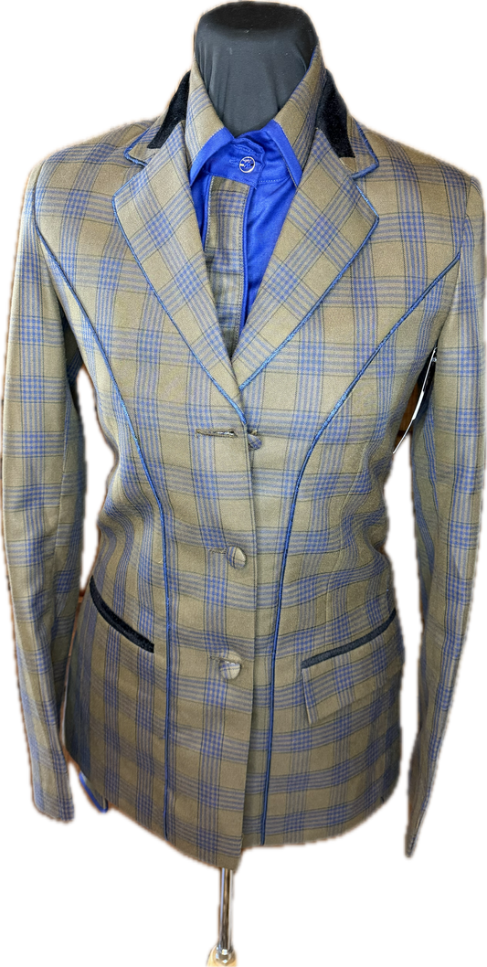 *30 Bust* Brown and Navy Plaid Showmanship/Halter Suit Set.
