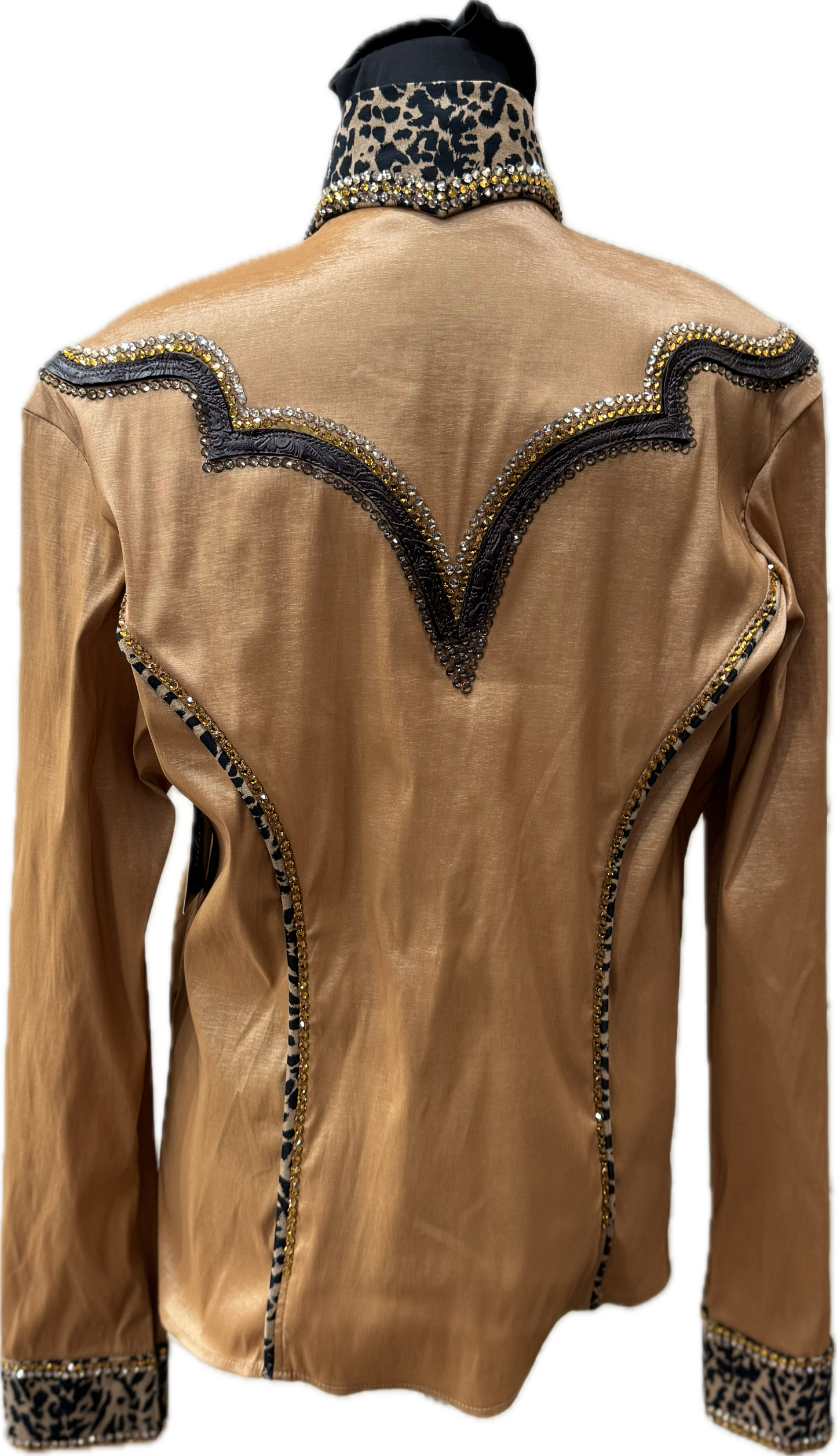 Size Large Gold Stretch Taffeta with Leppard Accents