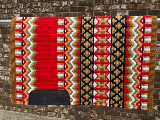 B618 Oversized Saddle Blanket French Tan, Raw Umber, Show Red, White, Black