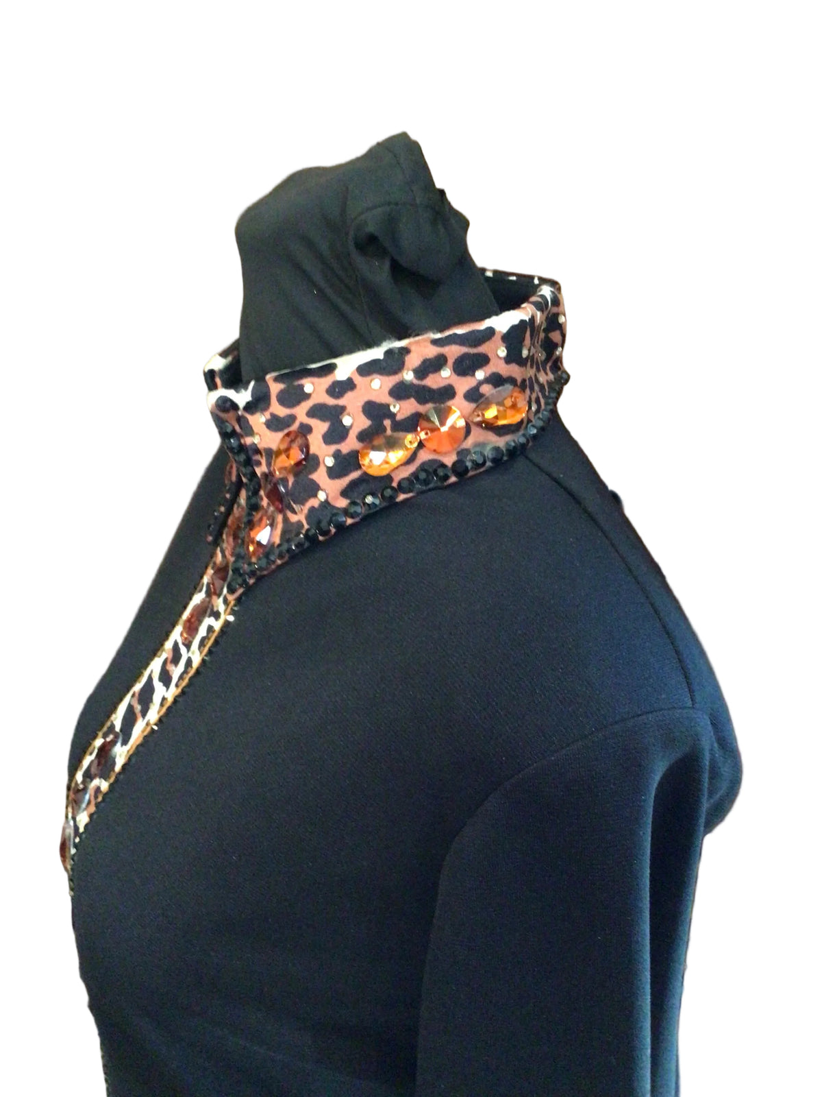 Large Black Cotton Shirt with Leopard And Gold Details