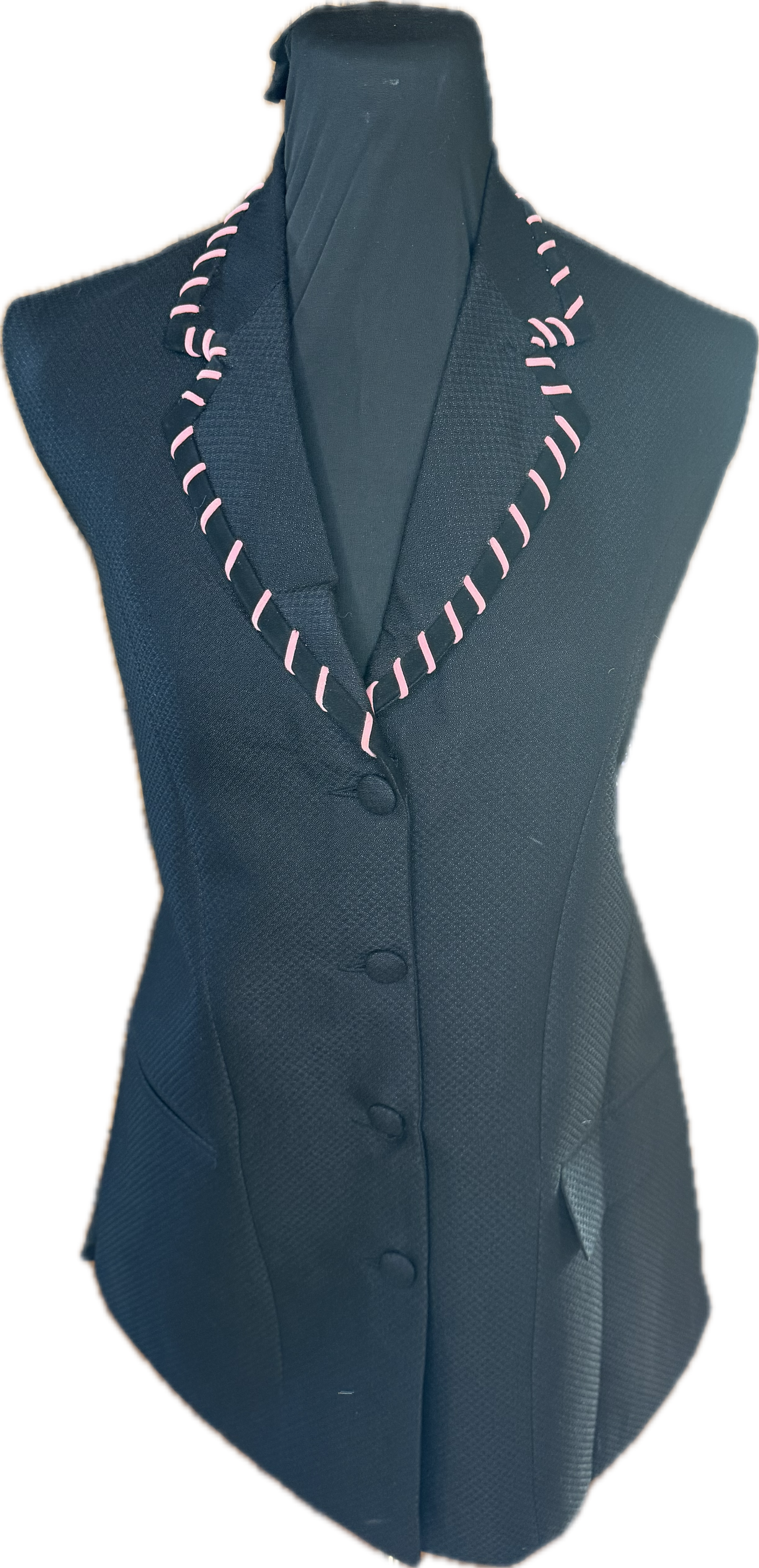*36 Bust* Vest Set * Black with Rose Pink Leather Stitching. Think Ranch Conformation