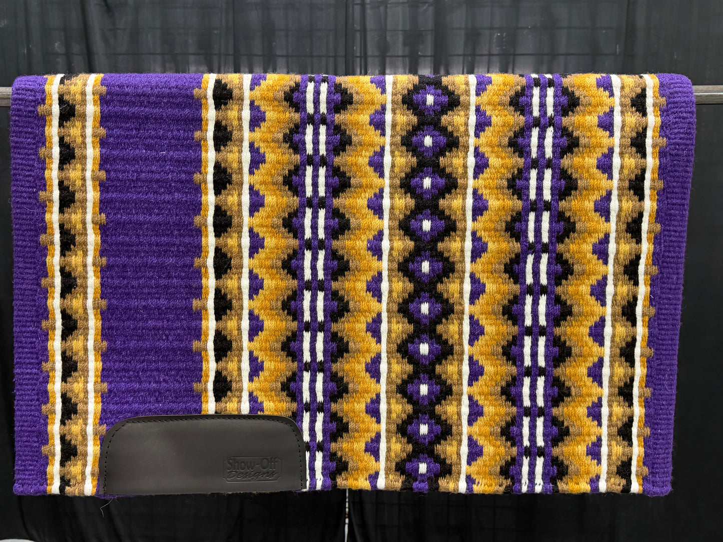 B587 Oversized Saddle Blanket Show Purple, Black, Caramel, Indian Tan, Sheep Skin, White