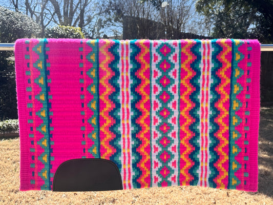 B120 Oversized Saddle Blanket neon pink, white, turquoise, yellow, mint green, neon coral