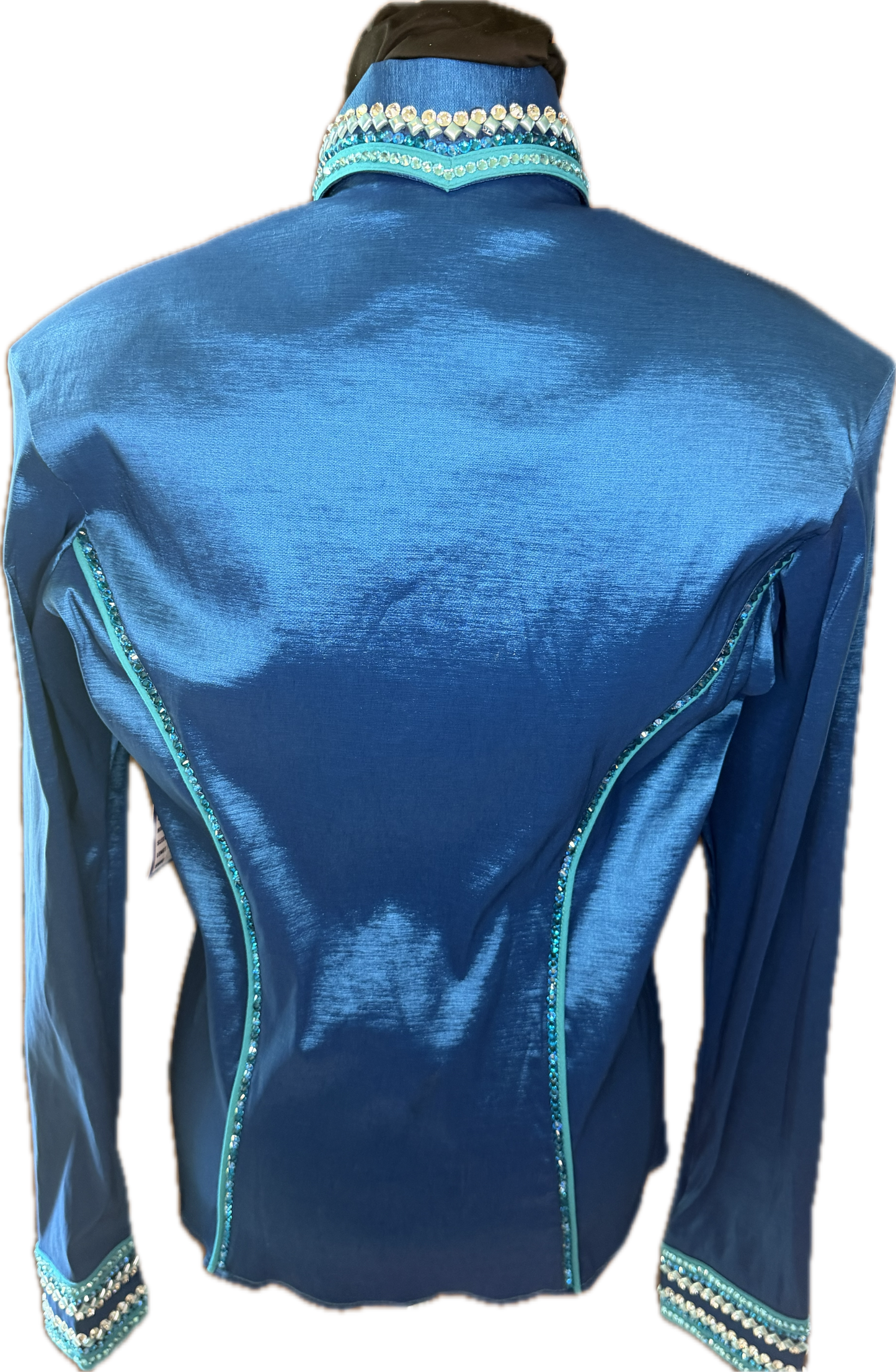 Large Stretch Taffeta Day Shirt Teal with Gorgeous Turquoise Trims