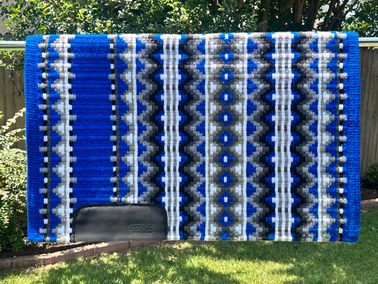 B176 Oversized Saddle Blanket bright royal blue, charcoal, ash, silver rose, white, black