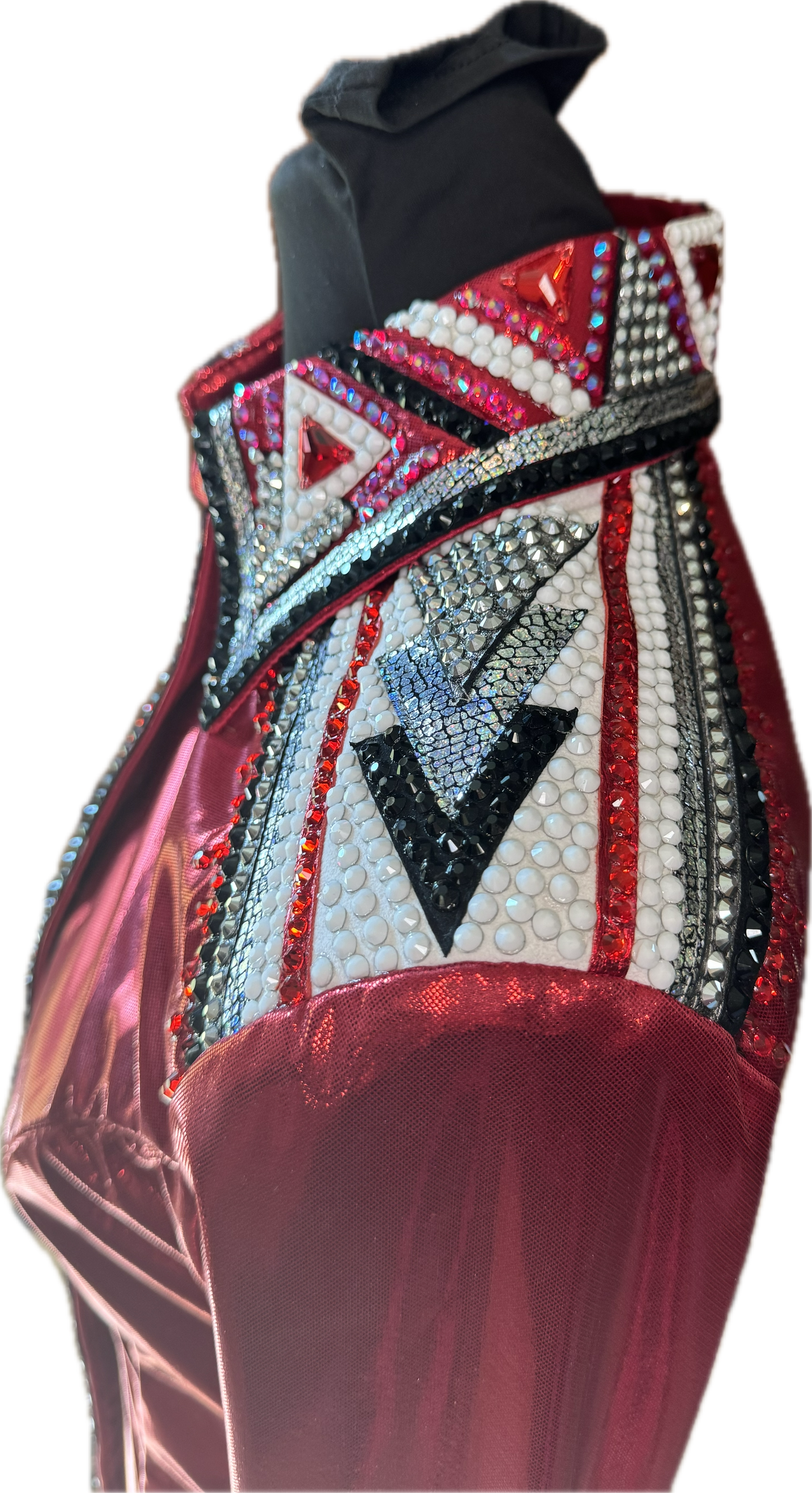 Small Stretch Red Metallic Day Shirt with Black and White