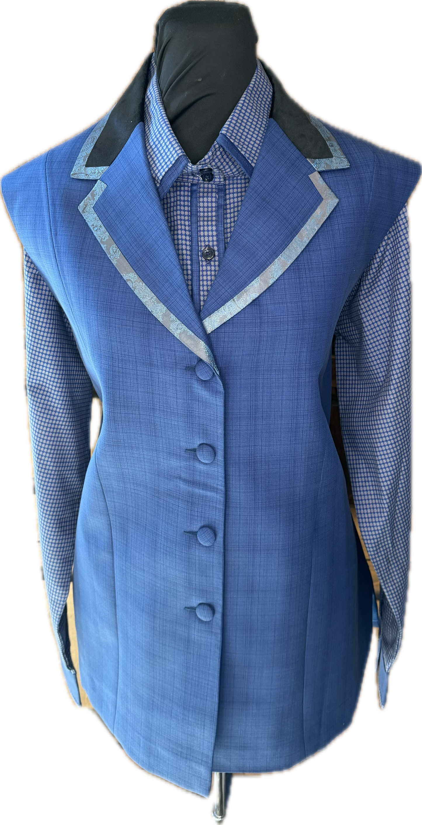 *46 Bust* Vest Set *Navy Blue Plaid with Matching Shirt