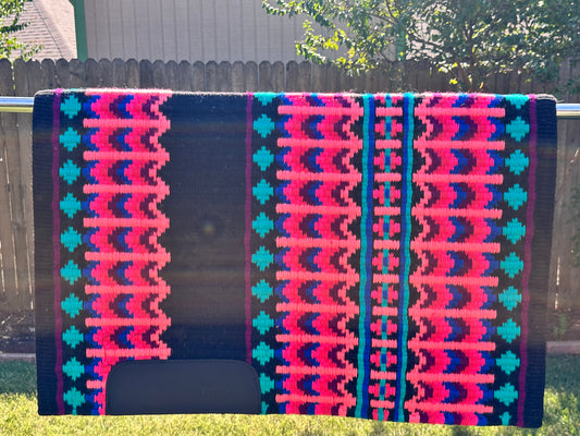 B423 Oversized Saddle Blanket Black, Burgundy, Teal, Royal Blue, Neon Pink, Peach, Dark Coral