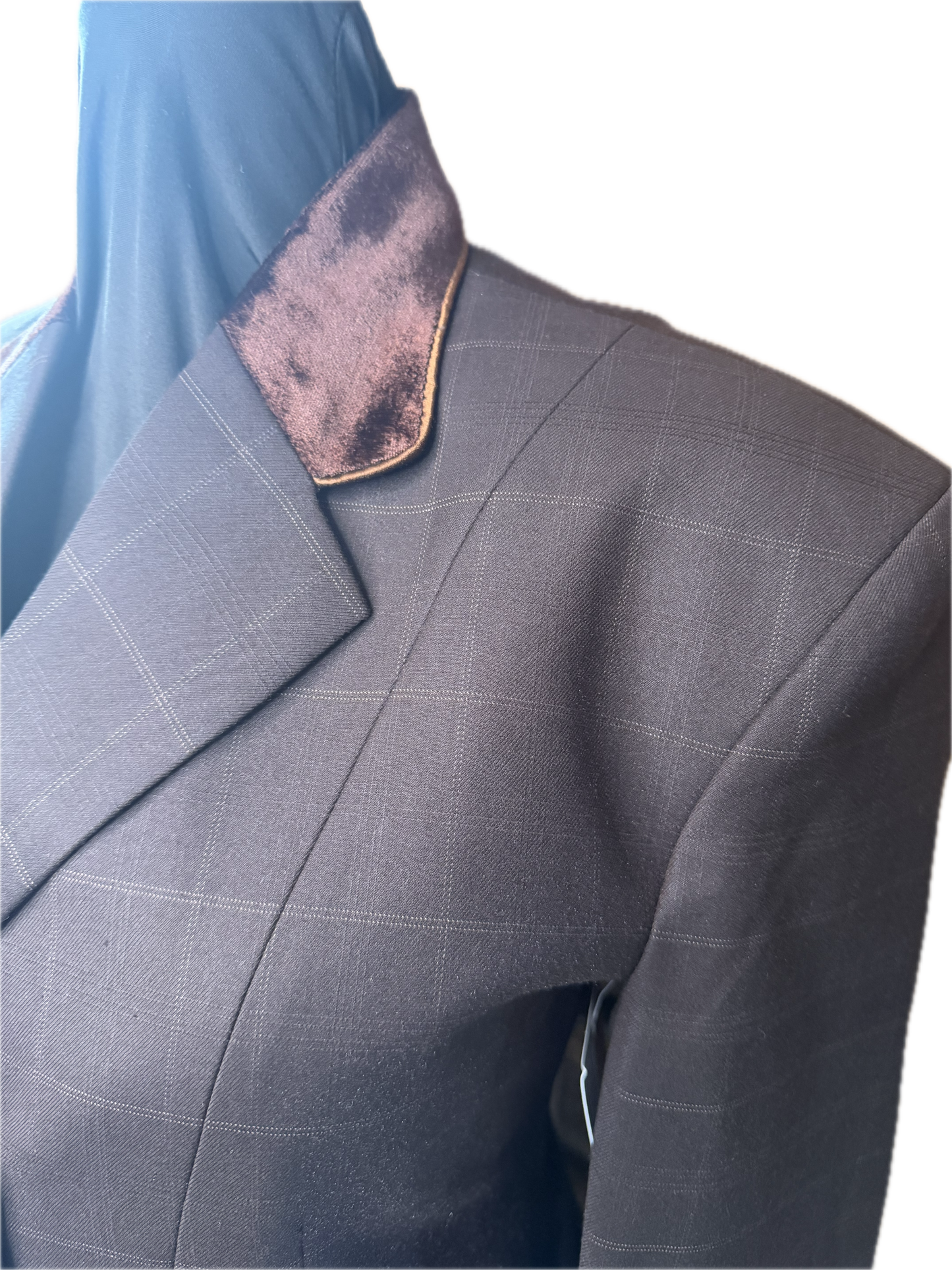 *38 Bust* Brown Plaid with Brown Velvet Collar